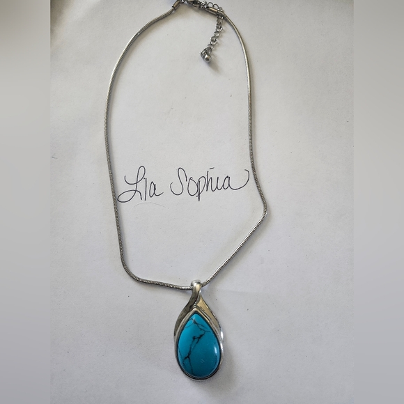 Lia Sophia Jewelry - LIA SOPHIA Silver and Turquoise Pendent Necklace